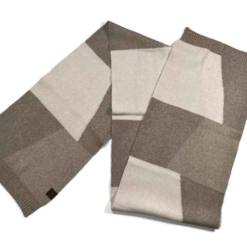 C.C Exclusive Womens Winter Warm Scarf Geometric Squares 13.5 x‎ 80 Beige